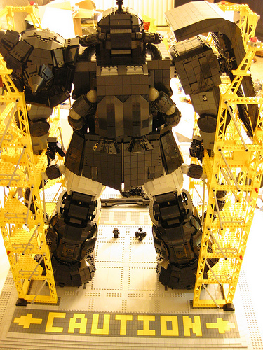 Illustration for article titled Massive Lego Mecha Can Probably Kill Humans, then Drink Ten Packs of Good Ole Fortran